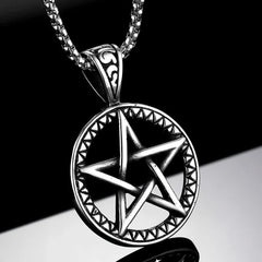 Renbeads Pentagram Titanium Steel Balance Necklace Pendant