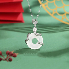 Chalcedony Peace Buckle 925 Sterling Silver Good Luck Character Zodiac Snake Positive Necklace Pendant