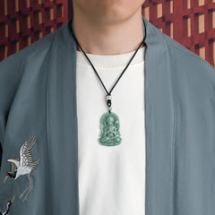 Four-armed Deity Natural Jade Amulet Blessing String Necklace