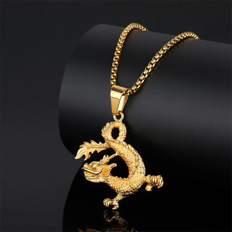 Dancing Dragon Pattern Lucky Necklace Pendant