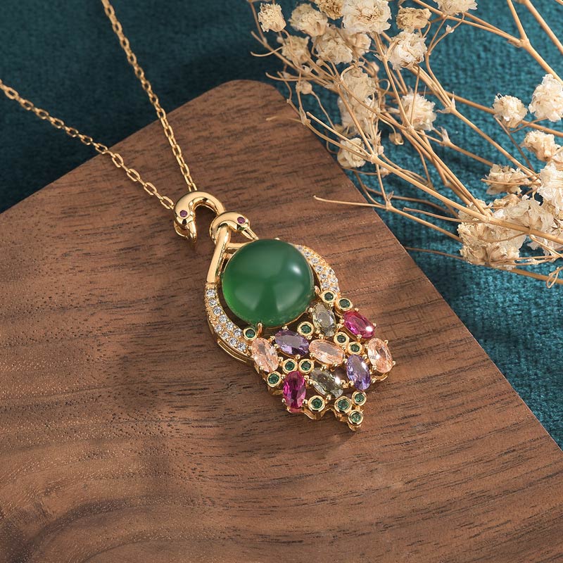 Cyan Jade Necklace Chain Pendant