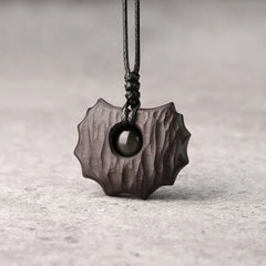 Ebony Wood Obsidian Irregular Shape Peace Calm Necklace Pendant