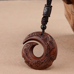 Small Leaf Red Sandalwood Ebony Wood Luck - Improving Design Protection Necklace Pendant