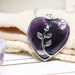 Natural Healing Crystals Heart Pendant Necklaces