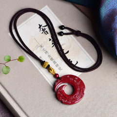 One's Luck Improves Design Pattern Natural Cinnabar Blessing Necklace Pendant