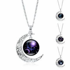 12 Constellations of the Zodiac Moon Protection Necklace Chain Pendant