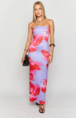 Arizona Purple Floral Print Maxi Dress