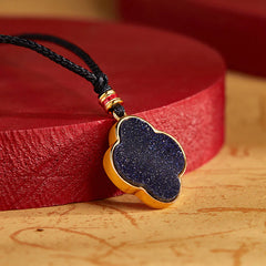 925 Sterling Silver Plum Blossom Cat Four Leaf Clover Blessing Necklace Pendant