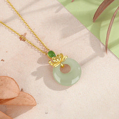 Jade Lotus Abundance String Necklace Pendant