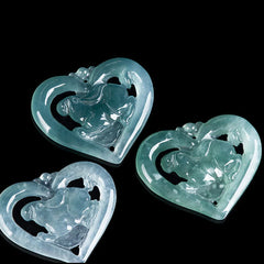 Natural Jade Heart - Shaped Rabbit Luck Necklace Pendant