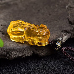 FengShui Citrine PiXiu Wealth Necklace Pendant