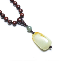 Tibetan Small Leaf Red Sandalwood Jade Mala Meditation Bracelet