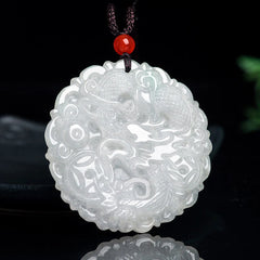 White Jade Dragon Protection Necklace Pendant