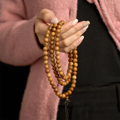 108 Mala Beads Lightning Strike Peach Wood Hand-polished Protection Bracelet