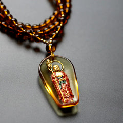 Ksitigarbha Buddha Liuli Crystal Compassion Amulet Necklace Pendant