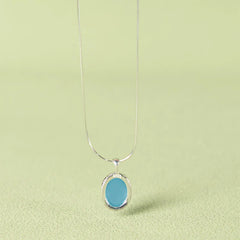 925 Sterling Silver Aquamarine Healing Clavicle Chain Necklace Pendant