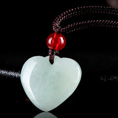 Jade Heart Prosperity Necklace Pendant