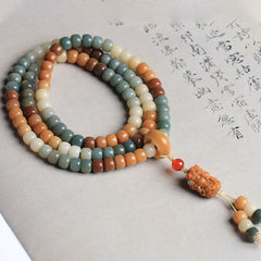 108 Mala Beads Gradient Bodhi Seed Buddha Engraved Peace Harmony Bracelet