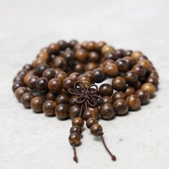 108 Mala Beads Bracelet for Prayer and Meditation, Elastic Sandalwood