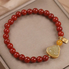 Laughing Buddha Red Agate Jade Confidence Bracelet
