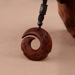 Small Leaf Red Sandalwood Ebony Wood Luck - Improving Design Protection Necklace Pendant