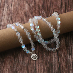 108 Mala Beads Glitter Stone Lotus Bracelet for Enlightenment