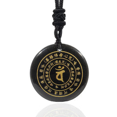 Sanskrit Mantra Various Crystal Black Obsidian Green Aventurine Strength Necklace Pendant