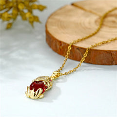 Natural Garnet Pixiu Fortune Necklace