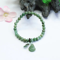 Laughing Buddha Cyan Jade Healing Bracelet