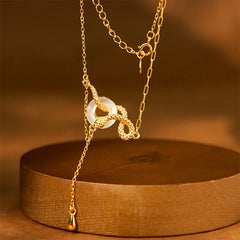 Chalcedony Peace Buckle 925 Sterling Silver Snake Year Harmony Necklace Pendant