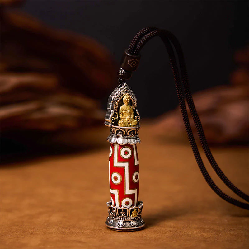 Tibetan Medicine Buddha Nine Eye Dzi Bead Protection Necklace Pendant