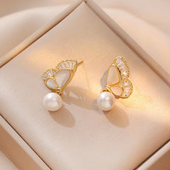 Tridacna Stone Pearl Bead Butterfly Healing Jewelry Set