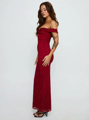 Anabeila Strapless Frill Maxi Dress Red