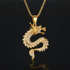 Chinese Zodiac Dragon Zircon Protection Necklace Pendant