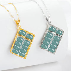 925 Sterling Silver Natural Jade Abacus Pattern Necklace Pendant