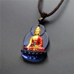 Tibet Medicine Buddha Liuli Crystal Compassion Necklace Pendant