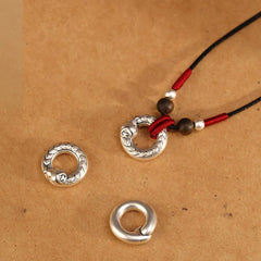 999 Sterling Silver Snake-themed Round Agarwood Protection Necklace Pendant