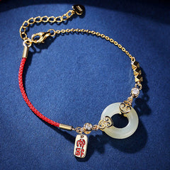 925 Sterling Silver Natural Jade Gourd Peace Buckle Zircon Luck Bracelet Necklace Pendant Earrings