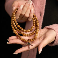 108 Mala Beads Lightning Strike Peach Wood Hand-polished Protection Bracelet