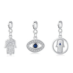 925 Sterling Silver Evil Eye and Hamsa Symbol Necklace Pendant for Prosperity and Luck