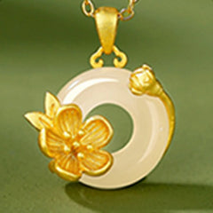 Chalcedony 925 Sterling Silver Peace Buckle Flower Necklace Pendant