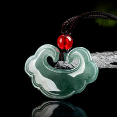 Natural Green Jade Chinese Lock Charm Luck Necklace Pendant