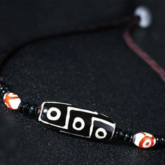 Tibetan Nine Eye Dzi Bead Protection String Necklace