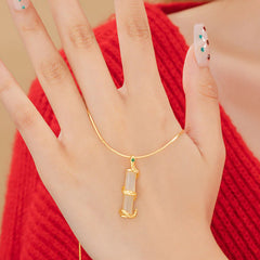 925 Sterling Silver Snake and Bamboo Growth Necklace Pendant with Hetian Jade