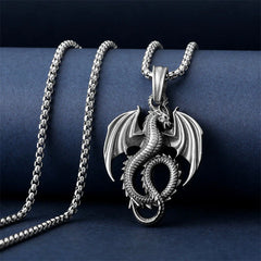 Renbeads Pure Tin Dragon Luck Success Necklace Pendant