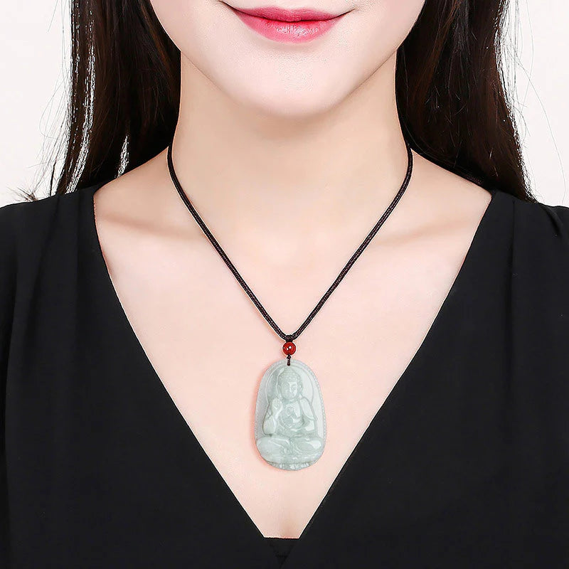 Chinese Zodiac Natal Buddha Jade Wealth Prosperity Necklace Pendant