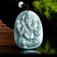 Natural Jade Elephant Protection Amulet Necklace Pendant