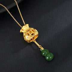 Auspicious Feng Shui Money Bag Jade Pendant Necklace