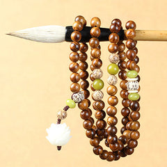 Tibetan Rosewood Lotus Mala Protection Calm Necklace Bracelet