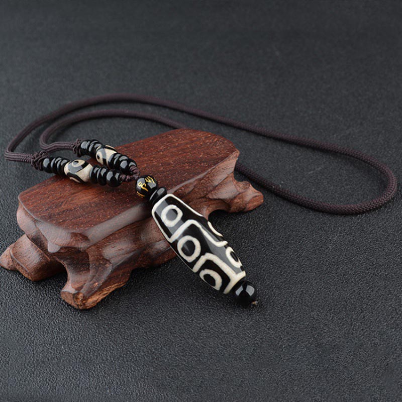 Nine Eye Dzi Bead Wealth Protection Necklace